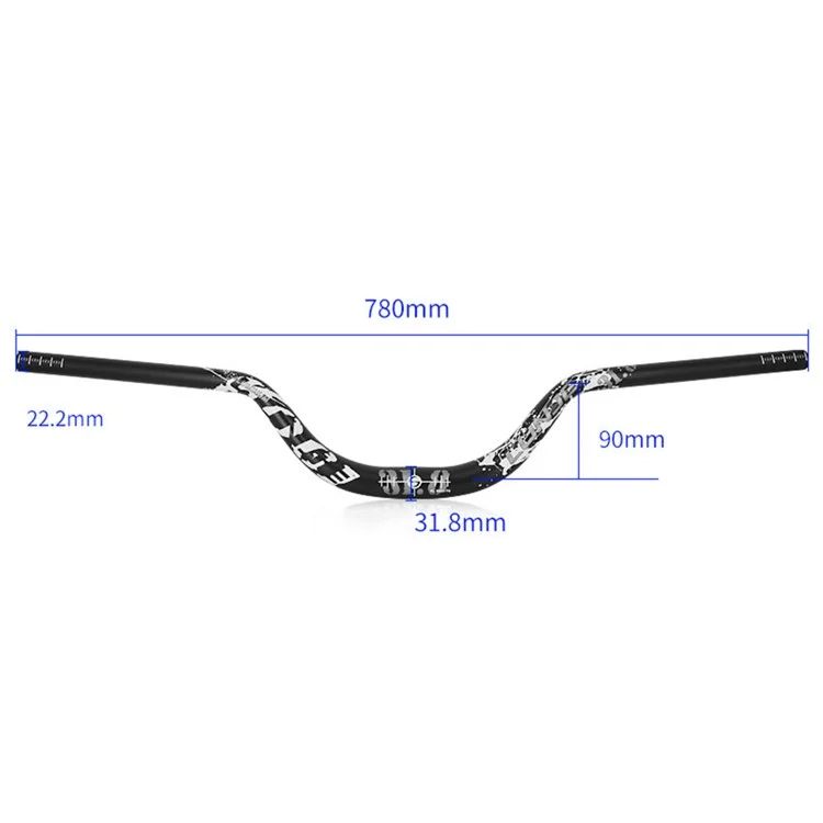 LUNJE XT-L027 31,8*780mm MTB Mulho Racida Bicking Rise Risebar Lidade de Aluma de Alinha Bickybar Bilidade Bente Bent Road Bikebar - Azul