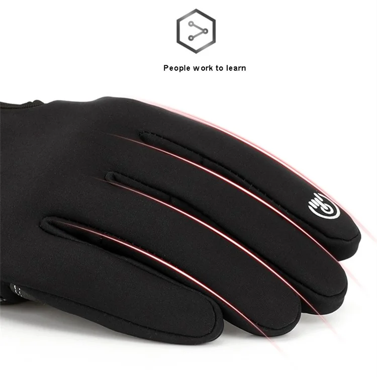 GOLOVEJOY DB03 1 Pair Winter Gloves Touch Screen Warm Gloves Anti-Slip Windproof Zipper Mittens for Cycling Riding Running - Black / S