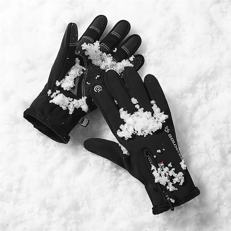 Golovejoy Db03 1 Paire Gants D'hiver Gants Tactile Gants Chauds Gants Antidérapants Mitaines à Fermeture Éclair Pour le Cyclisme en Cours D'exécution - le Noir / S