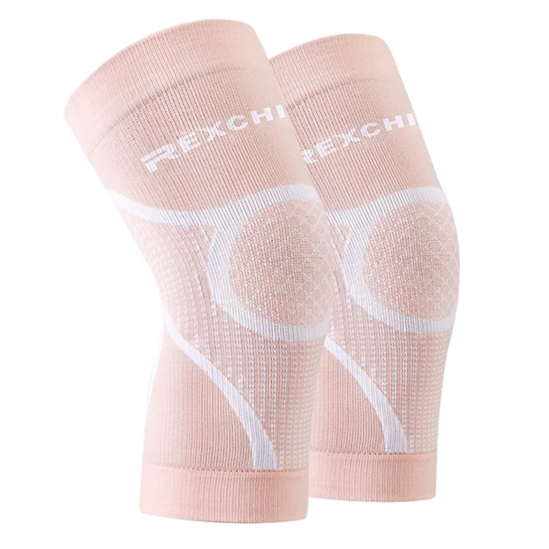 REXCHI HX30 1 Pair Knee Brace Knee Compression Sleeve Breathable Lightweight Thin Knee Protection Cover for Men and Women - Pink / S