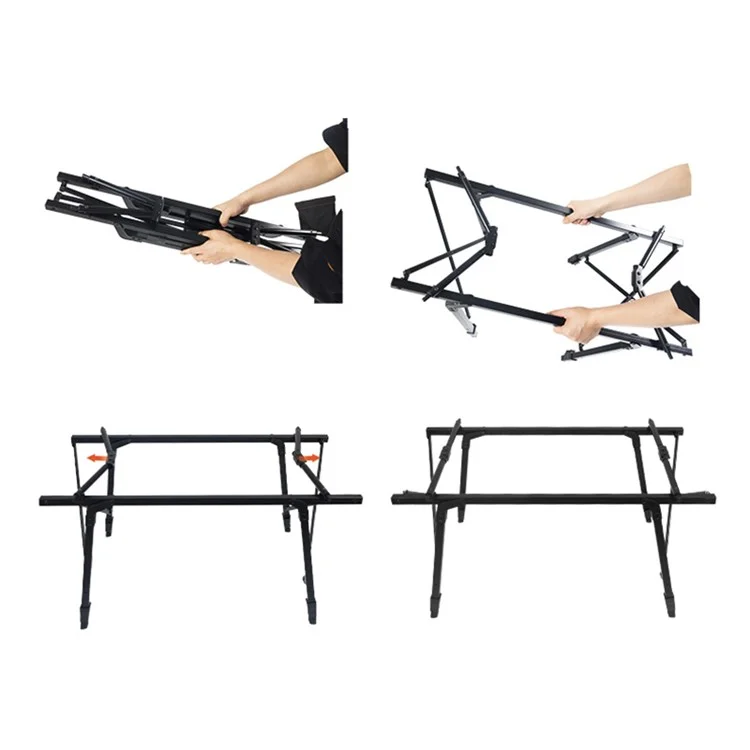 90x52cm Outdoor Faltbarer Tisch Holzmaserung Klappbarer Alu-Legierung-Lift-Camping-Tisch