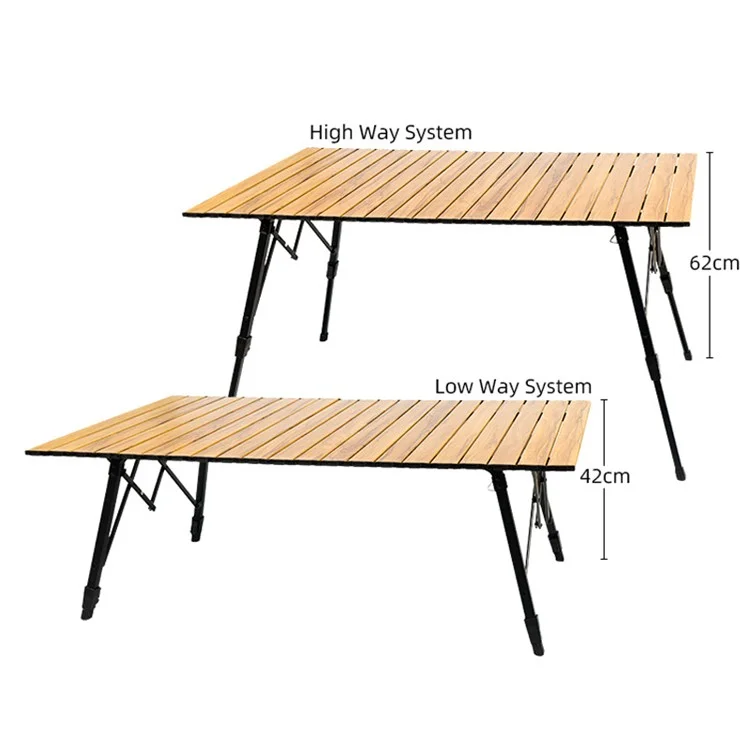 120x70 cm Para la Barbacoa Picnic Party Wood Grain Roll Arriba Aleación de Aluminio Levante Mesa de Campamento Mesa Plegable al Aire Libre