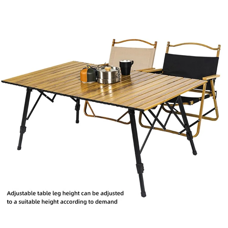 120x70 cm Para la Barbacoa Picnic Party Wood Grain Roll Arriba Aleación de Aluminio Levante Mesa de Campamento Mesa Plegable al Aire Libre