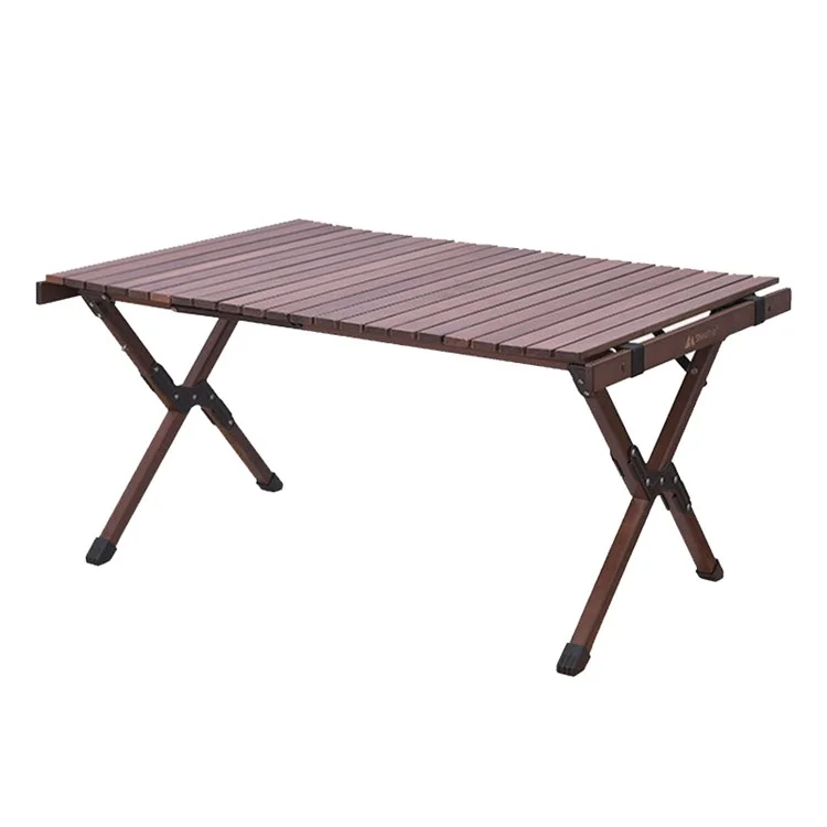 SHINETRIP A370-H0M 90cm Folding Camping Table Outdoor Portable Desk Beech Wood Barbecue Table (Black Walnut)