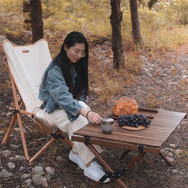 SHINETRIP A370-H0M 90cm Folding Camping Table Outdoor Portable Desk Beech Wood Barbecue Table (Black Walnut)