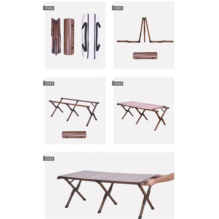 SHINETRIP A370-H0M 90cm Folding Camping Table Outdoor Portable Desk Beech Wood Barbecue Table (Black Walnut)
