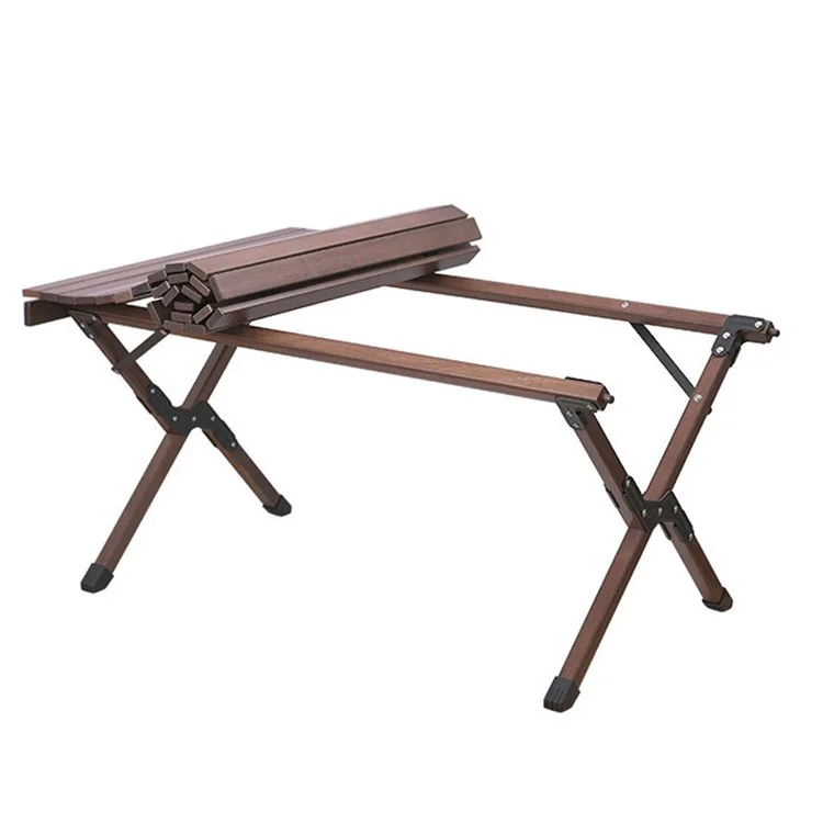 SHINETRIP A370-H0M 90cm Folding Camping Table Outdoor Portable Desk Beech Wood Barbecue Table (Black Walnut)