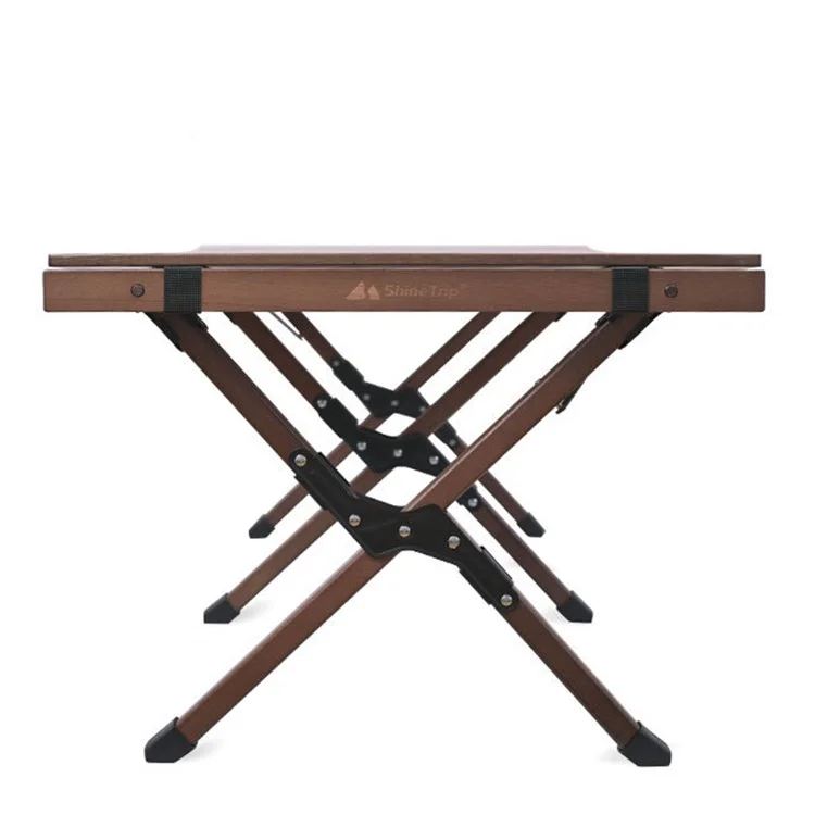 SHINETRIP A370-H0M 90cm Folding Camping Table Outdoor Portable Desk Beech Wood Barbecue Table (Black Walnut)
