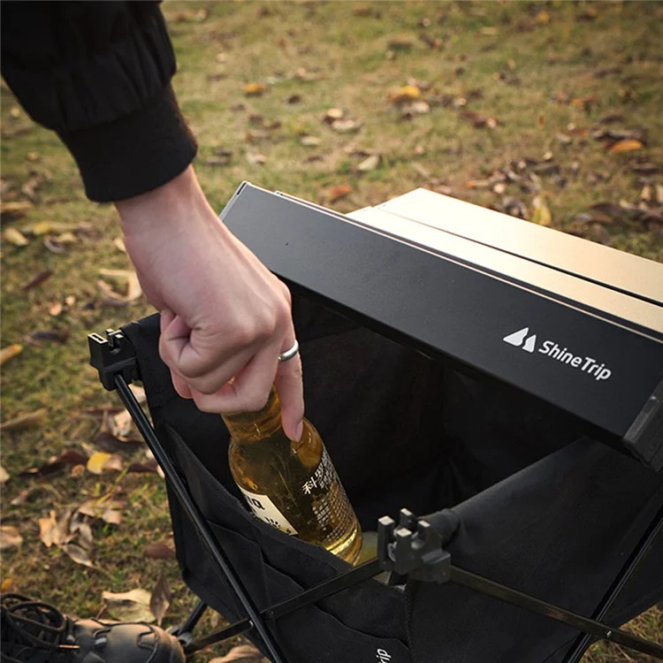 SHINETRIP A292-G0M Portable Foldable Table Outdoor Camping Picnic Aluminum Alloy Table Desk, Size M - Black