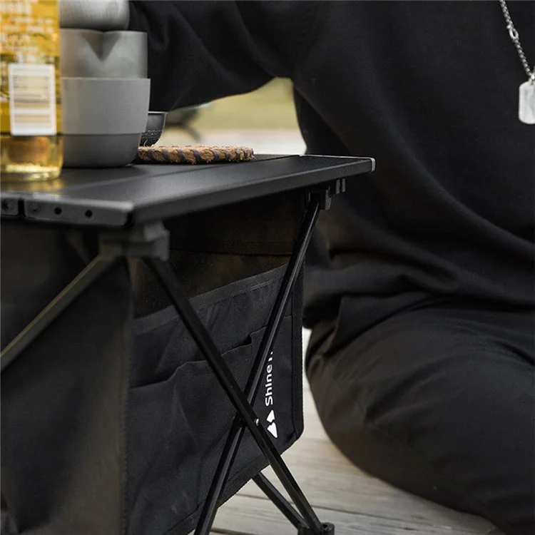 SHINETRIP A292-G0M Portable Foldable Table Outdoor Camping Picnic Aluminum Alloy Table Desk, Size M - Black