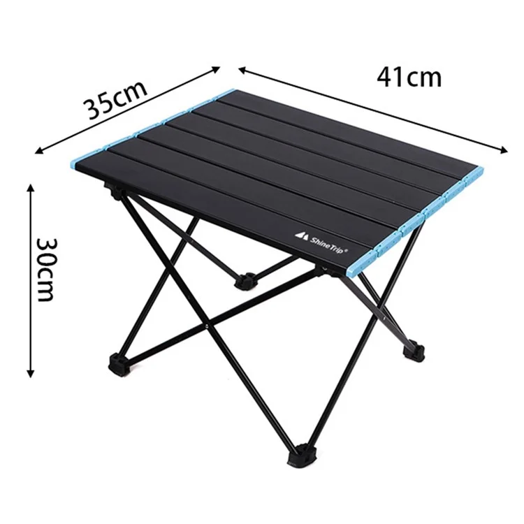 SHINETRIP A292-H0S Folding Camping Table Aluminum Alloy Desk for Outdoor Picnic BBQ, Size S - Midnight Black