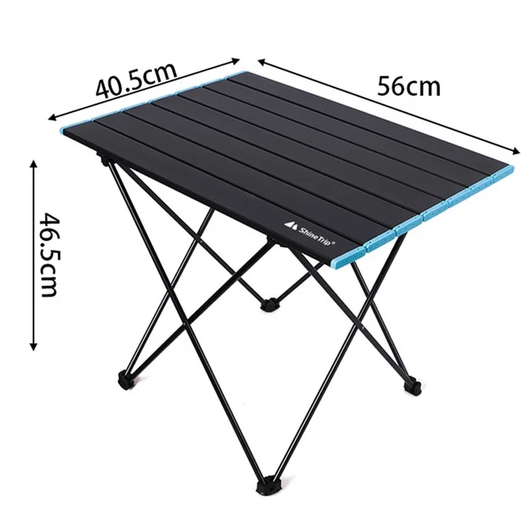 SHINETRIP A292-H0M Portable Folding Table Outdoor Picnic BBQ Aluminum Alloy Desk, Size M - Midnight Black