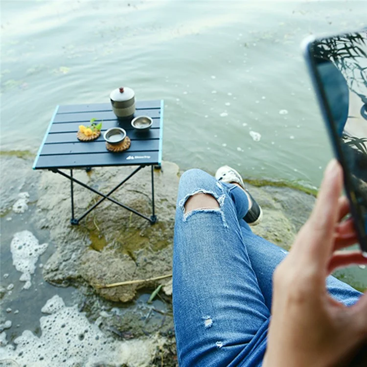 SHINETRIP A292-H0M Portable Folding Table Outdoor Picnic BBQ Aluminum Alloy Desk, Size M - Midnight Black
