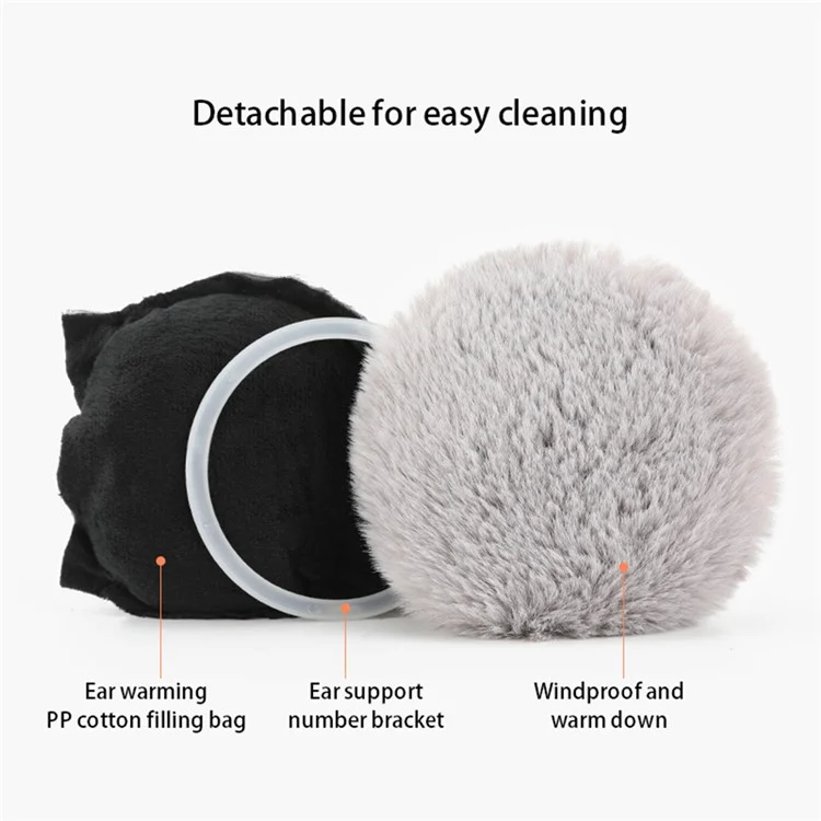 DEZ22 Ear Muffs Soft Plush+PP Cotton+Flexible Headband Ear Warmer Winter Outdoor Earmuff for Students Girls - Beige