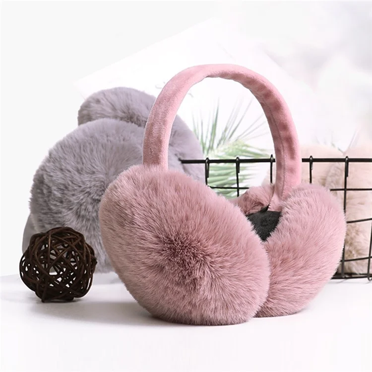 DEZ22 Ear Muffs Soft Plush+PP Cotton+Flexible Headband Ear Warmer Winter Outdoor Earmuff for Students Girls - Beige