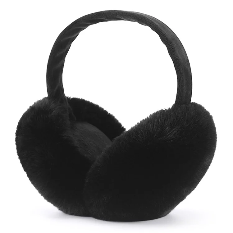 DEZ22 Ear Muffs Soft Plush+PP Cotton+Flexible Headband Ear Warmer Winter Outdoor Earmuff for Students Girls - Black
