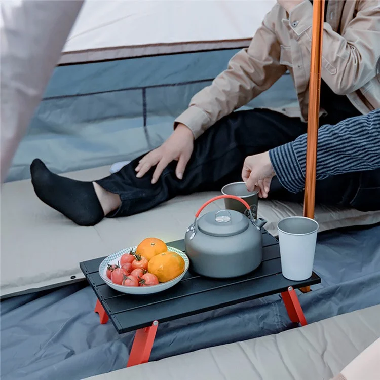 AOTU Outdoor Camping Mini Tavolo in Lega di Alluminio Ultra-leggero Pieghevole Tavolo Portatile - Nero Rosso 