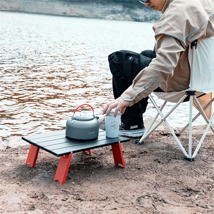 AOTU Outdoor Camping Mini Tavolo in Lega di Alluminio Ultra-leggero Pieghevole Tavolo Portatile - Nero Rosso 