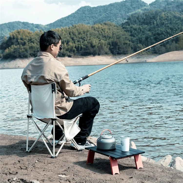 AOTU Outdoor Camping Mini Tavolo in Lega di Alluminio Ultra-leggero Pieghevole Tavolo Portatile - Nero Rosso 