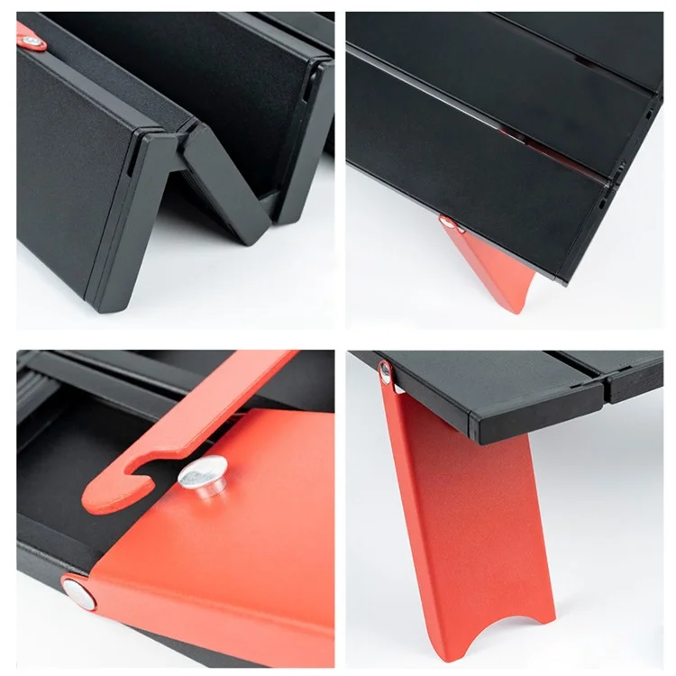 AOTU Outdoor Camping Mini Tavolo in Lega di Alluminio Ultra-leggero Pieghevole Tavolo Portatile - Nero Rosso 