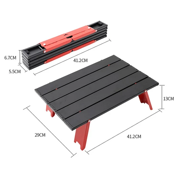 AOTU Outdoor Camping Mini Tavolo in Lega di Alluminio Ultra-leggero Pieghevole Tavolo Portatile - Nero Rosso 