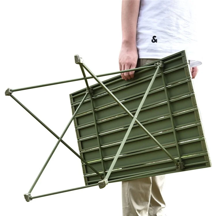 HALIN 68.5x45.5x46.5cm Outdoor Picnic BBQ Folding Table Aluminum Alloy Portable Folding Desk Table, Size L - Green