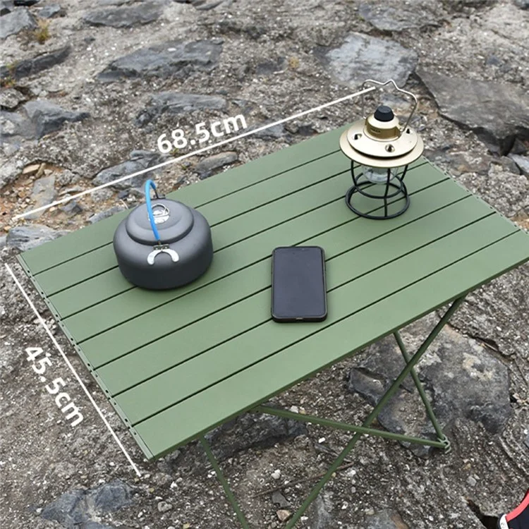 HALIN 68.5x45.5x46.5cm Outdoor Picnic BBQ Folding Table Aluminum Alloy Portable Folding Desk Table, Size L - Green