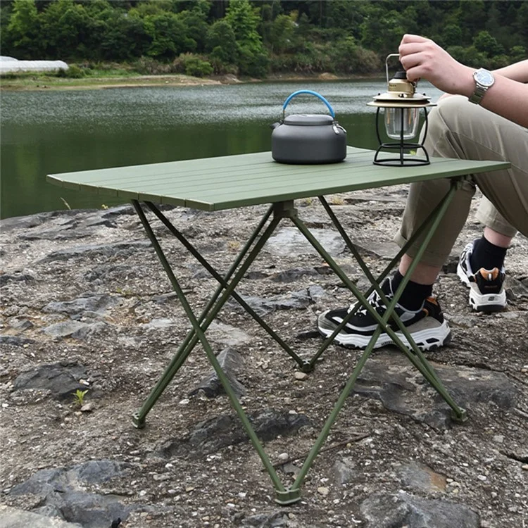 HALIN 56x39x42cm Outdoor Portable Folding Table Aluminum Alloy Camping Picnic BBQ Table, Size M - Green