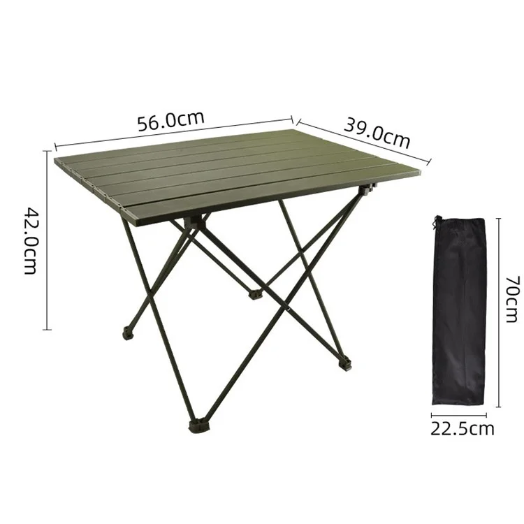 HALIN 56x39x42cm Outdoor Portable Folding Table Aluminum Alloy Camping Picnic BBQ Table, Size M - Green