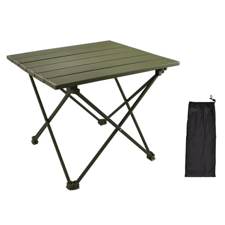 HALIN 39.5x34x32.5cm Folding Table Aluminum Alloy Desk Table for Outdoor Camping BBQ, Size S - Green