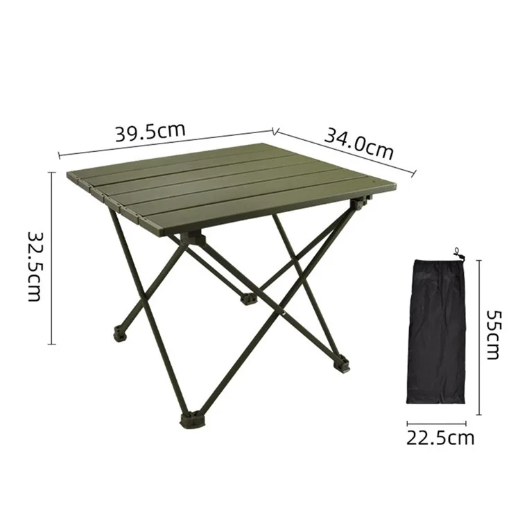 HALIN 39.5x34x32.5cm Folding Table Aluminum Alloy Desk Table for Outdoor Camping BBQ, Size S - Green