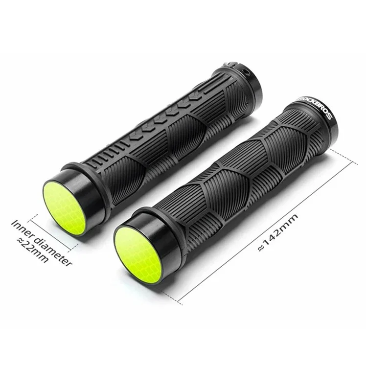 ROCKBROS 2023-14A 1 Pair Handlebar Grips with Reflective End Plugs Bicycle Handle Cover - Red