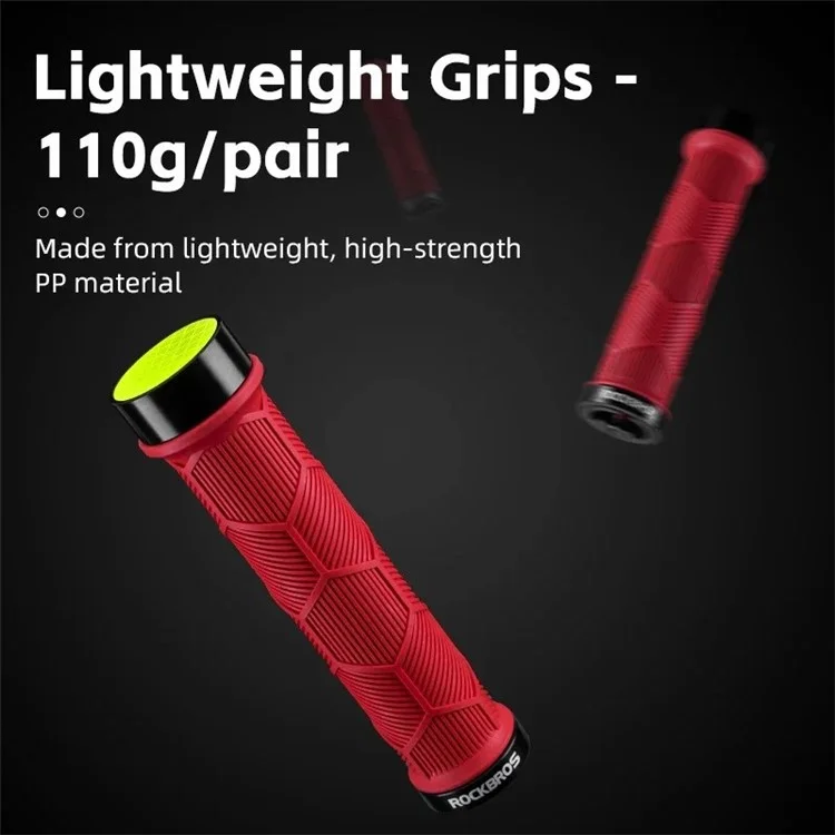 ROCKBROS 2023-14A 1 Pair Handlebar Grips with Reflective End Plugs Bicycle Handle Cover - Red