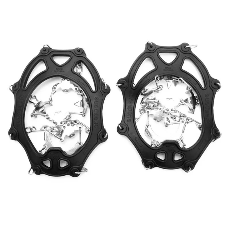 AOTU AT8608 1 Pair 18 Teeth Anti-slip Crampons TPE+Stainless Steel Snow Ground Climbing Shoe Grippers - Black / M