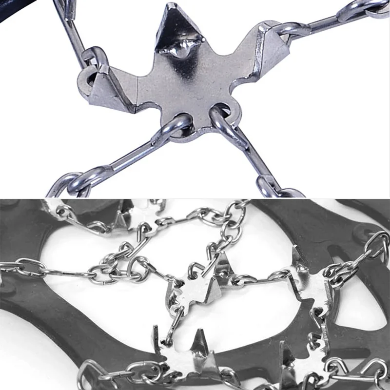 AOTU AT8608 1 Pair 18 Teeth Anti-slip Crampons TPE+Stainless Steel Snow Ground Climbing Shoe Grippers - Black / M