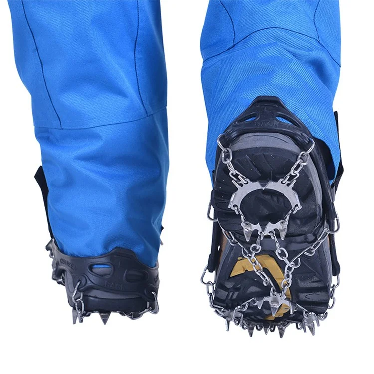 AOTU AT8607 1 Pair 19 Teeth Anti-slip Crampons TPE+Stainless Steel Ice Snow Ground Shoe Grippers - Orange / M