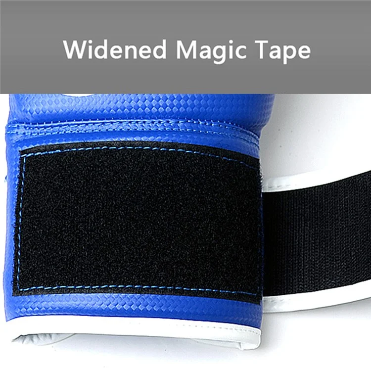 AIBEIJIAN 12oz Adult PU Mitts for Muay Thai MMA Wave Pattern Boxing Gloves - Blue