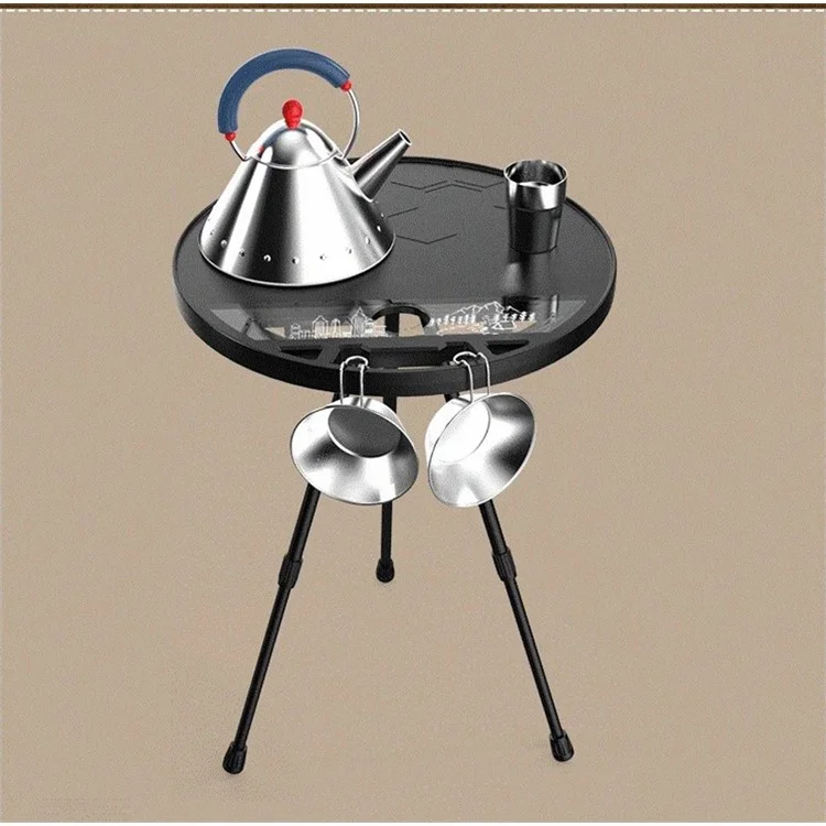 Mesa redonda para camping al aire libre de 40 cm LZ-03, portátil y desmontable, de aleación de aluminio y PE