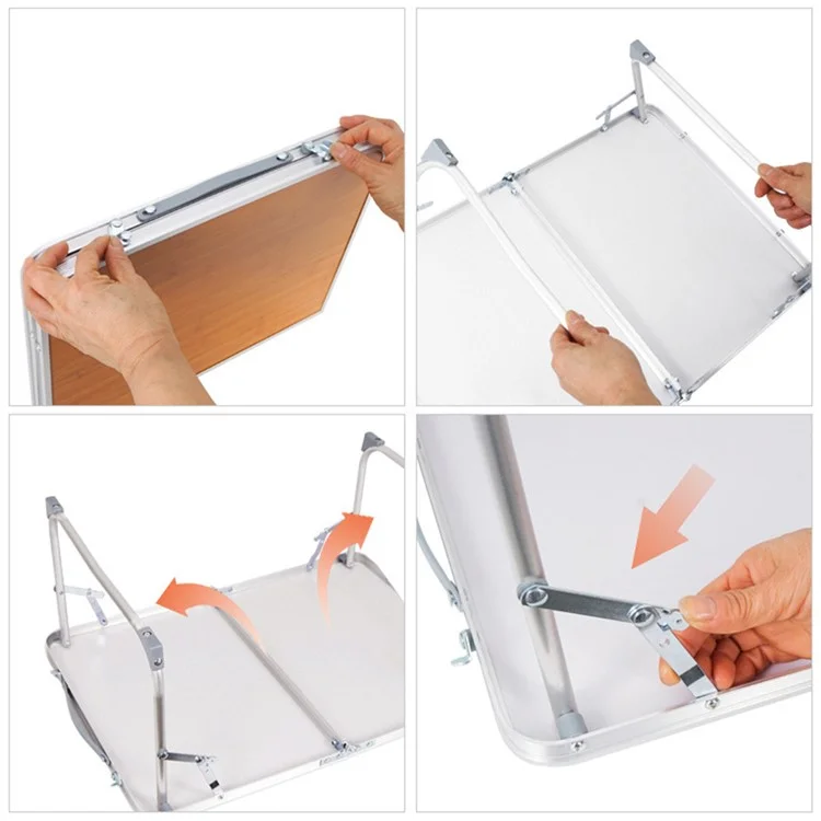CLS 61cmx40.5cmx27cm Mesa de Piquenique e Acampamento Ao Ar Livre, Bambu + Liga de Alumínio Dobrável com Bolsa de Armazenamento