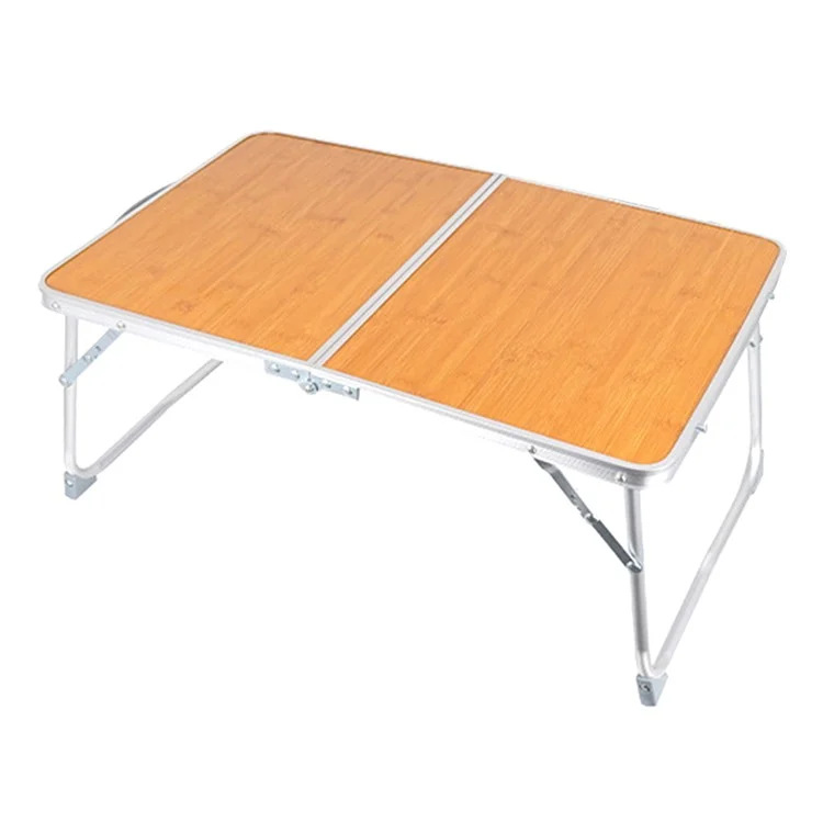 Mesa plegable portátil para camping y picnic de 61cmx40.5cmx27cm, con tablero de bambú y estructura de aleación de aluminio