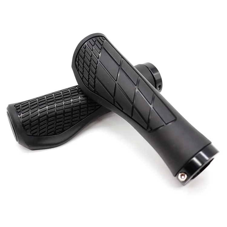 YAH088 1 Pair Bike Handlebar Grip Rubber Shock Absorption 22.2mm Anti-slip Bicycle Handlebar Grips - Black