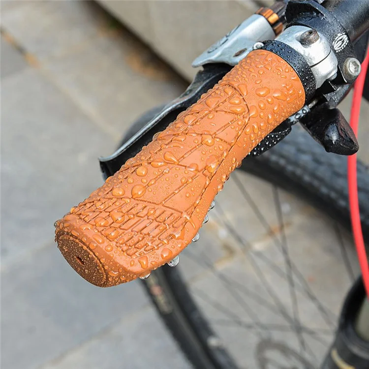 YAH088 1 Pair Bike Handlebar Grip Rubber Shock Absorption 22.2mm Anti-slip Bicycle Handlebar Grips - Black