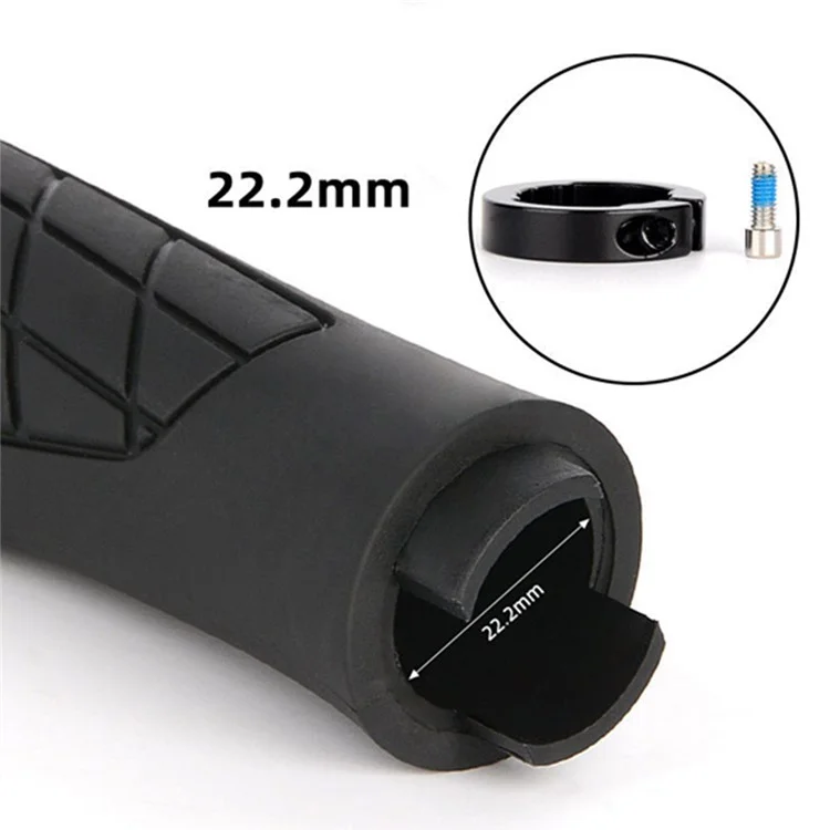 YAH088 1 Pair Bike Handlebar Grip Rubber Shock Absorption 22.2mm Anti-slip Bicycle Handlebar Grips - Black