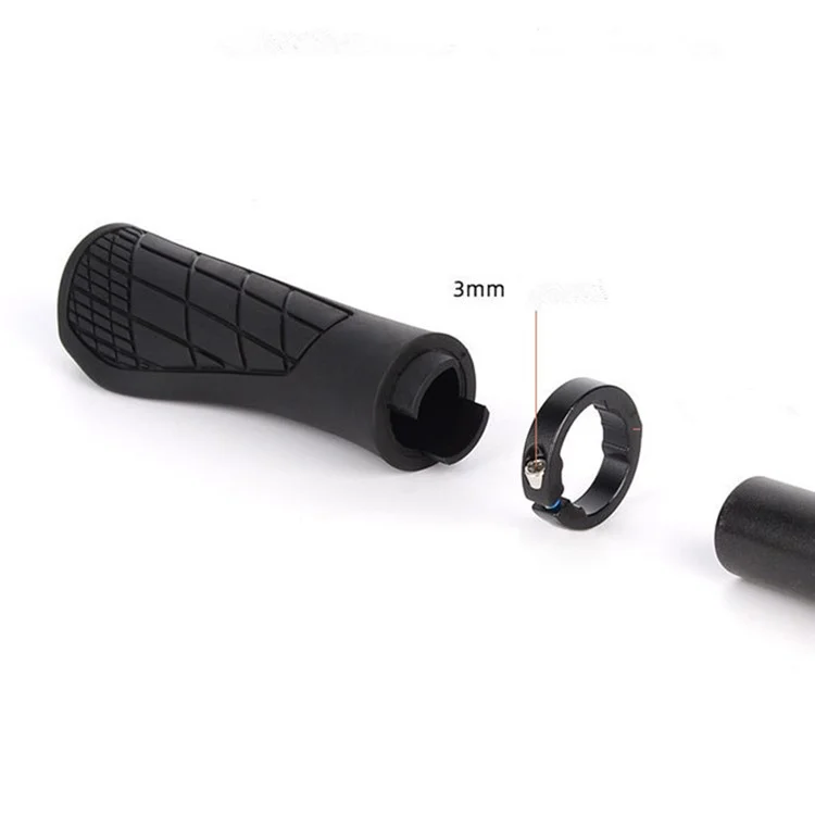 YAH088 1 Pair Bike Handlebar Grip Rubber Shock Absorption 22.2mm Anti-slip Bicycle Handlebar Grips - Black