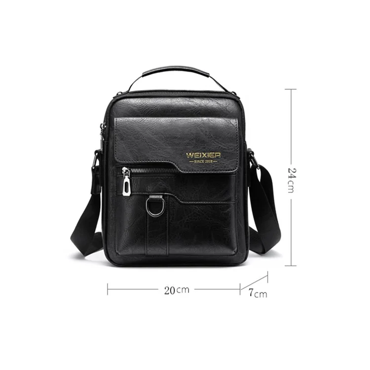 Weixier 8642 Men Vintage PU Messenger Messenger Multi-pockets Crossbody Single Saco de Ombro - Marrom Escuro