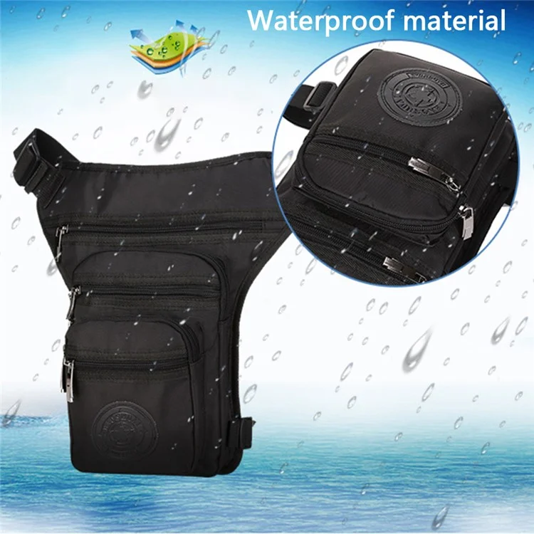 HAOSHUAI 322 Sac de jambe pour homme, imperméable en nylon tactique, sac de taille, 17x8x31cm - Noir