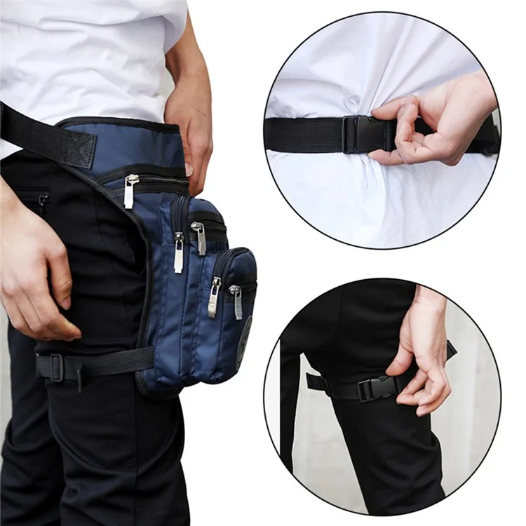 HAOSHUAI 322 Sac de jambe pour homme, imperméable en nylon tactique, sac de taille, 17x8x31cm - Noir