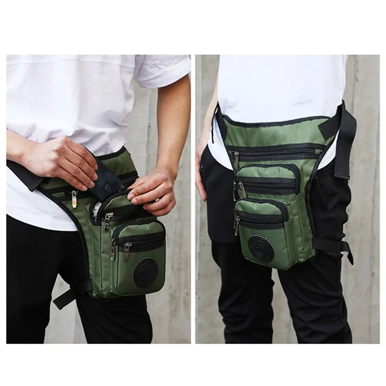 HAOSHUAI 322 Sac de jambe pour homme, imperméable en nylon tactique, sac de taille, 17x8x31cm - Noir