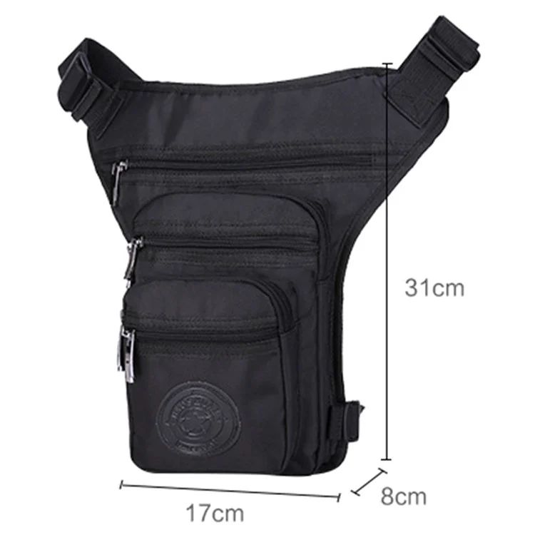 HAOSHUAI 322 Sac de jambe pour homme, imperméable en nylon tactique, sac de taille, 17x8x31cm - Noir
