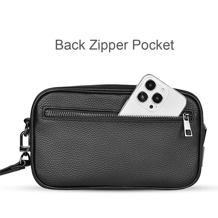 WIWU Master Fingerprint Lock Storage Bag Genuine Cow Leather Data Cable Power Bank Carrying Pouch